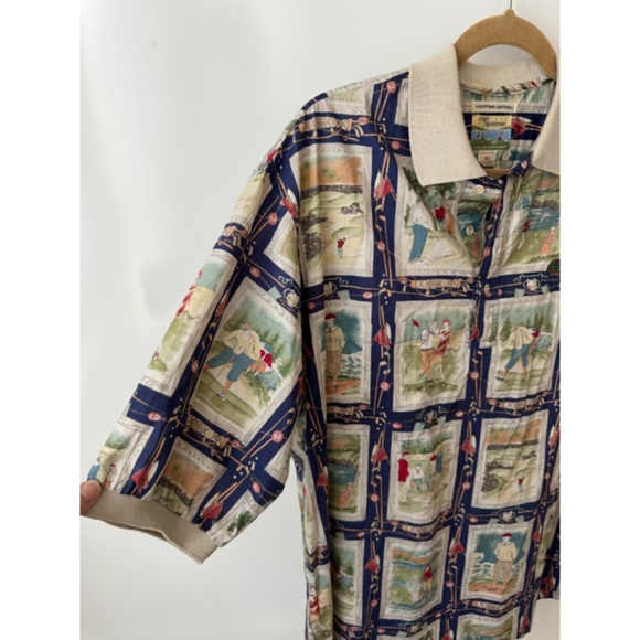 Vintage Reyn Spooner Egyptian Cotton Golf Print Hawaiian Polo Shirt M - Picture 5 of 5